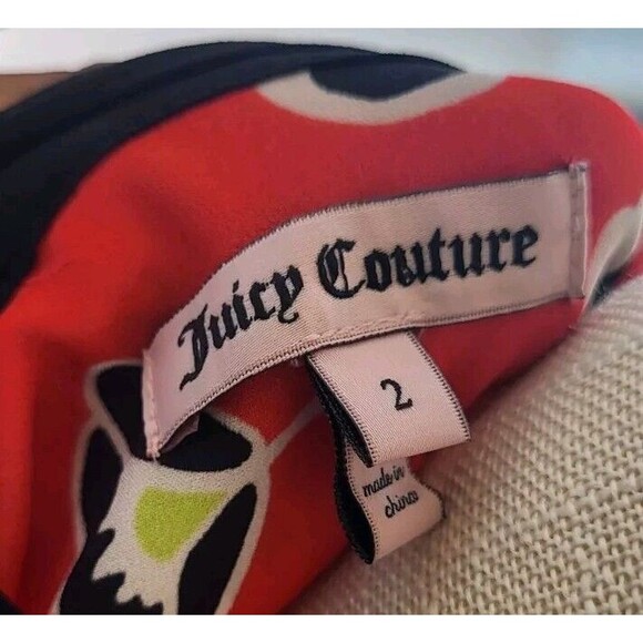 Juicy Couture Casual Floral Long Sleeves Mini Red Dress Size 2 - Picture 5 of 9